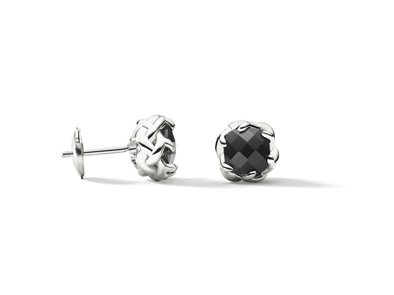 18K WHITE GOLD WITH BLACK ONYX STUDDED EARRINGS