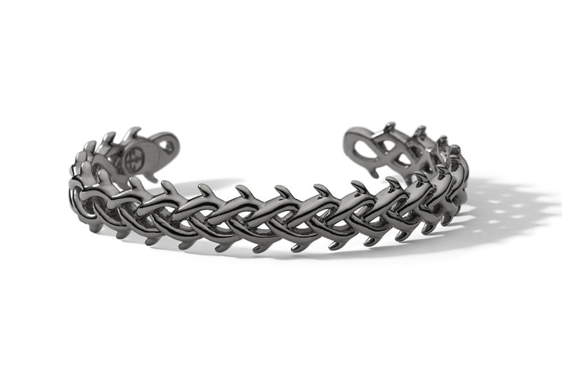 THORN CROWN STRENGTH BRACELET CUFF - STERLING SILVER WITH BLACK RHODIUM, 11MM