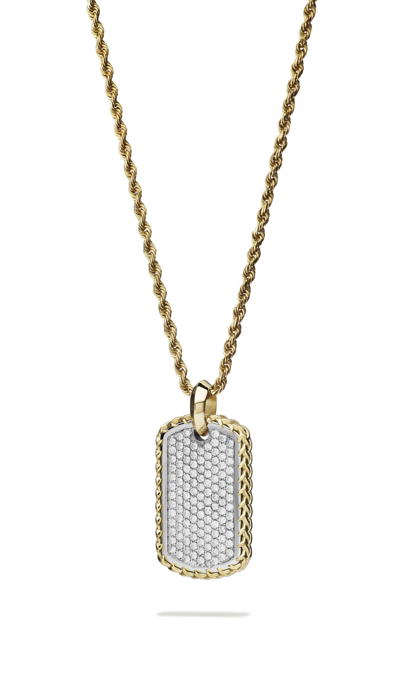 THORN CROWN DOG TAG YELLOW GOLD WITH DIAMONDS 2CT