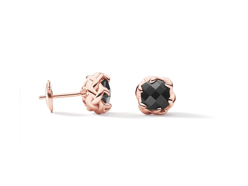 18K ROSE GOLD WITH BLACK ONYX STUDDED EARRINGS
