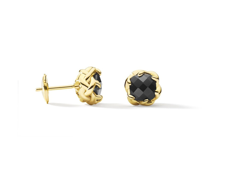 18K YELLOW GOLD WITH BLACK ONYX STUDDED EARRINGS