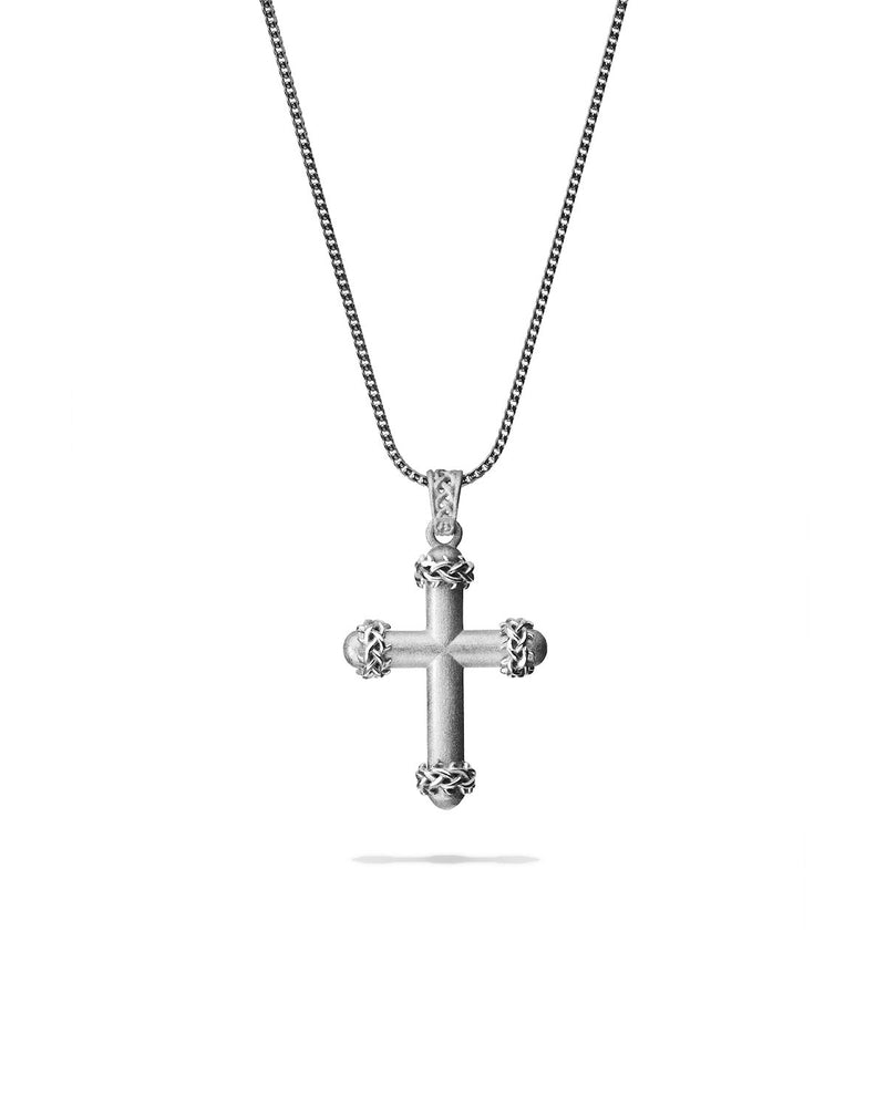 THORN CROWN CROSS - STERLING SILVER - SMALL