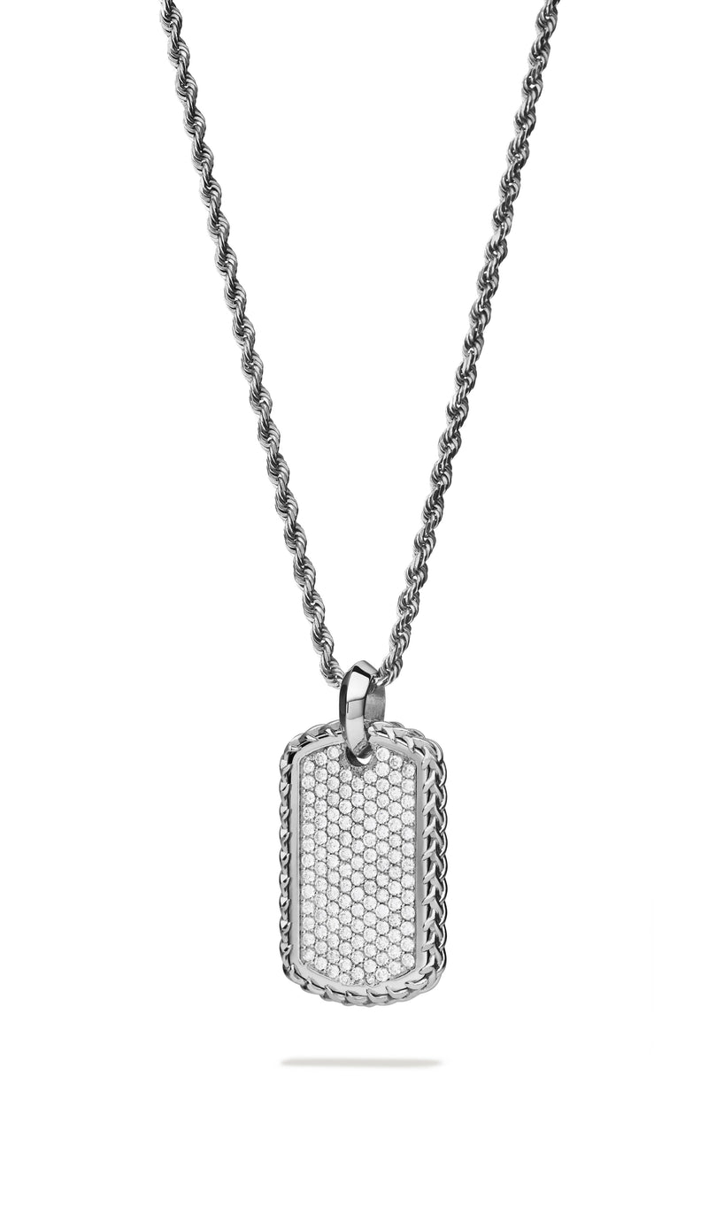 THORN CROWN DOG TAG - SILVER WITH DIAMONDS 2CT