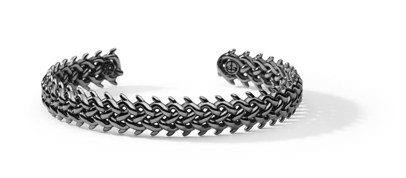 THORN LOYALTY CUFF - STERLING SILVER WITH BLACK RODIUM 10MM