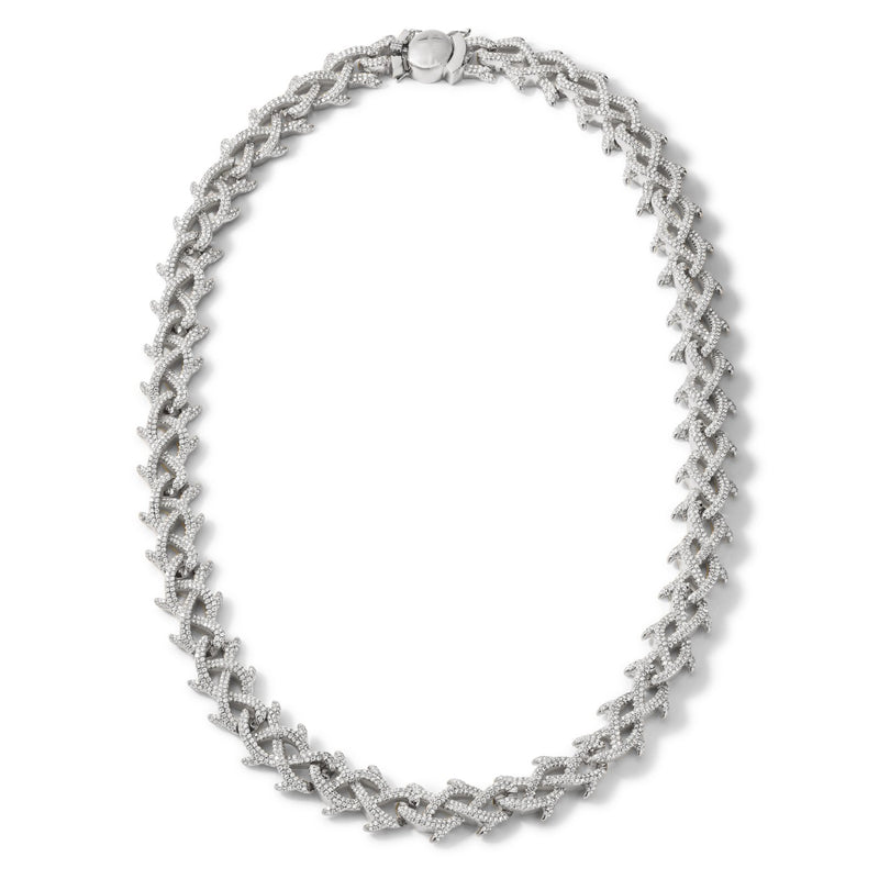 THORN NECKLACE 18K WHITE GOLD WITH DOUBLE ROW DIAMONDS