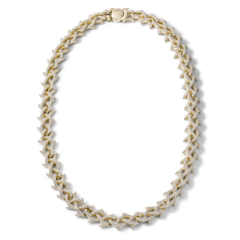 THORN NECKLACE 18K YELLOW GOLD WITH DOUBLE ROW DIAMONDS